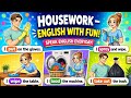 Housework With Fun | Speak English Every Day 🗣️ | Cleaning up the Room |Speaking for Daily Life |