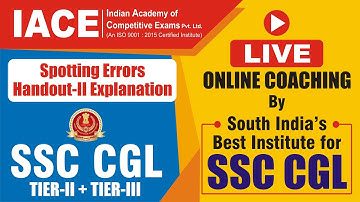 SSC CGL TIER - II - SPOTTING ERRORS - II HANDOUT