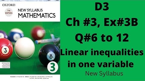 Oxford Mathematics 3, D3, NSM, Chapter no 3, Ex no 3B ,Q no 6 to 12,#igcse #olevels