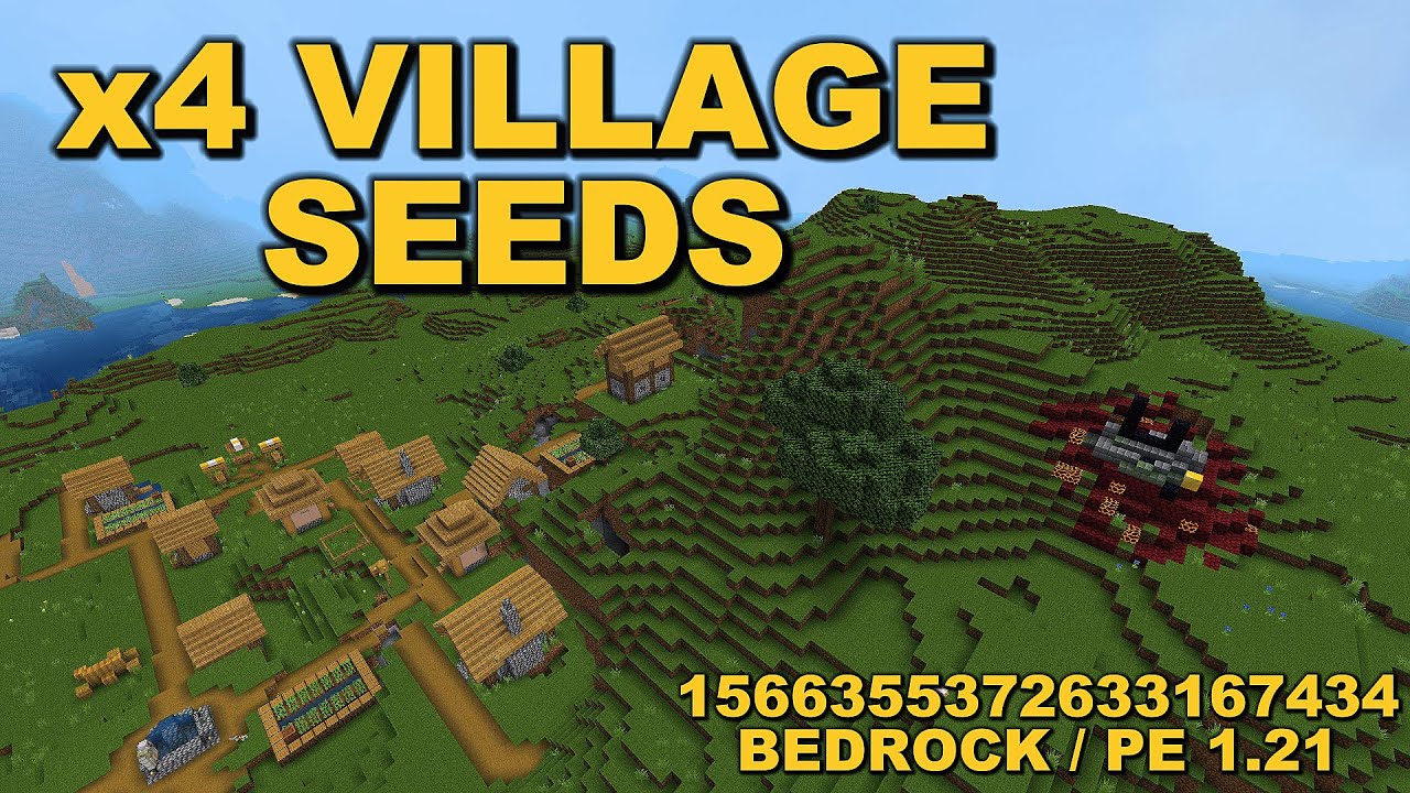 x4 VILLAGE SEED BEDROCK / PE MINECRAFT 1.21 [ MINECRAFT SEED ] - YouTube