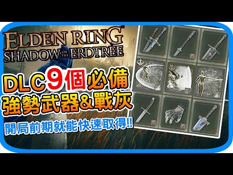 DLC前期9個強勢武器&戰灰推薦《艾爾登法環 黃金樹幽影》1.12版本 勇猛獅子斬 孤牢大劍 仕女劍 單翼架式 反手劍 死角一擊 獸爪 取得位置 elden ring | 阿月 遊戲攻略 心得