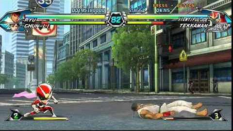 Tatsunoko vs Capcom -Chun Li/Ryu VS Viewtiful Joe/Tekkaman -Gameplay - Arcade - (Nintendo Wii/Wii U)