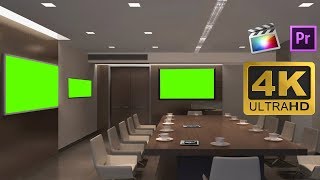 Multiple TV Screen In Office - Green Screen Footage Free 4K