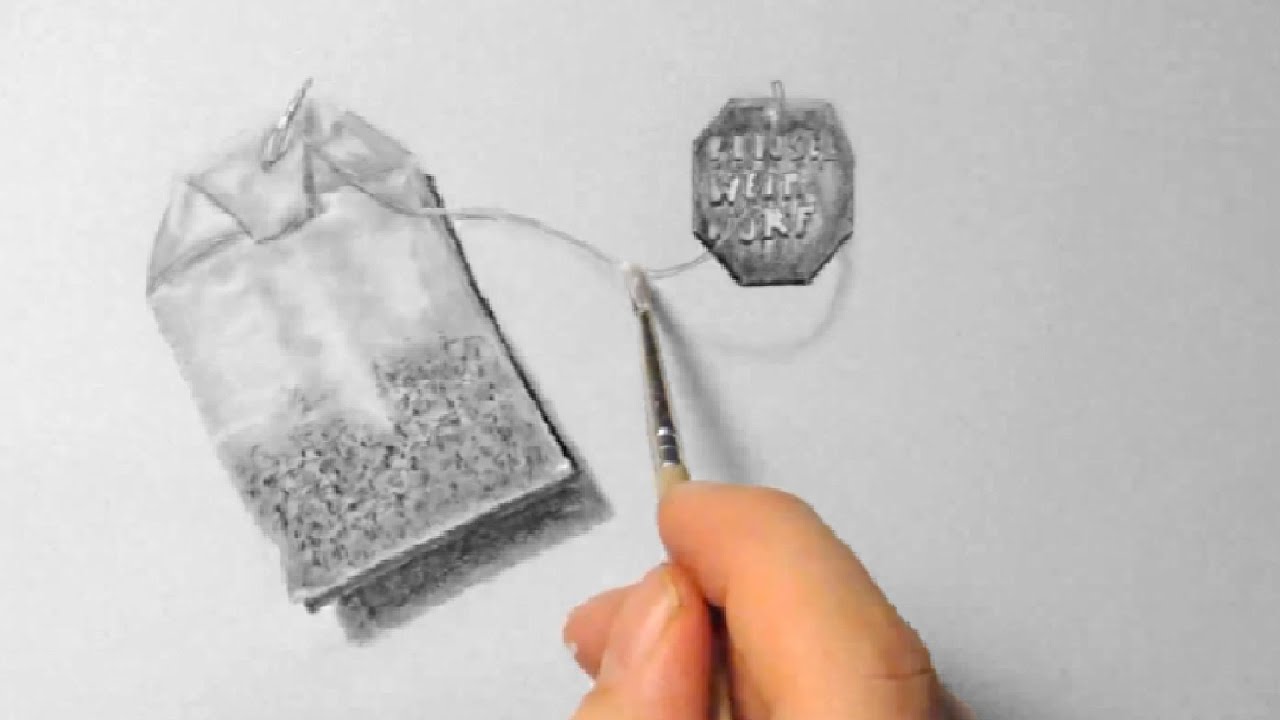 Teebeutel, zeichnen im Zeitraffer (Tea bag, drawing in fast motion)[HD