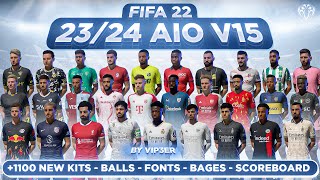 23/24 AIO Kits V15 Mod For FIFA 22 ( 1100 Kits, New Balls, New Fonts) TU17