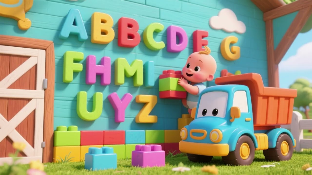 Baby Truck Builds the Farm Alphabet Wall | ABC Learning Song for Kids | Nursery Rhymes