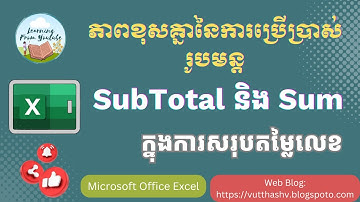 Subtotal vs Sum in Excel | ភាពខុសគ្នានៃការប្រើប្រាស់រូបមន្ត Subtotal និង Sum