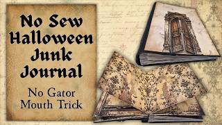 No Sew Halloween Junk Journal Tutorial | Easy No-Gator Binding with Full Pages and Wide Spine