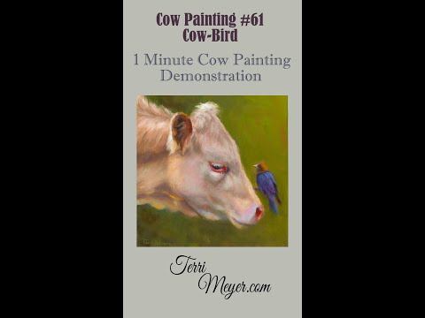 1 Minute Oil Painting Video of Cattle – Video #61 Cow-Bird