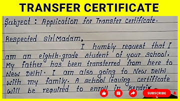 Write Application for Transfer Certificate | Simple English Application for Transfer Certificate