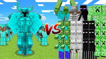 DIAMOND vs ZOMBIE & SKELETON & ENDERMAN & CREEPER Army!