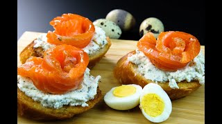 Брускетта С Лососем. Бутерброды С Красной Рыбой. Bruschetta With Salmon. Appetizer