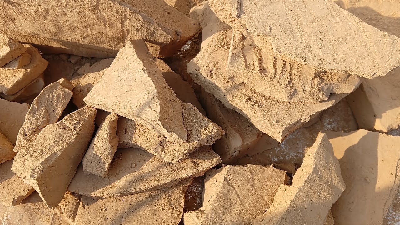 Yellow mud  soft fluffy texture crumbling in water 💦