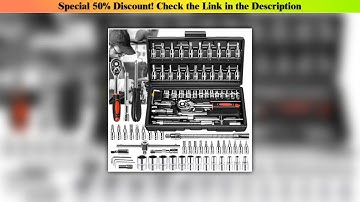 Review 46pcs/set Drive Socket Set Ratchet Wrench Set Car Tool Kit, Bit Socket Wrench Set Metric Mec