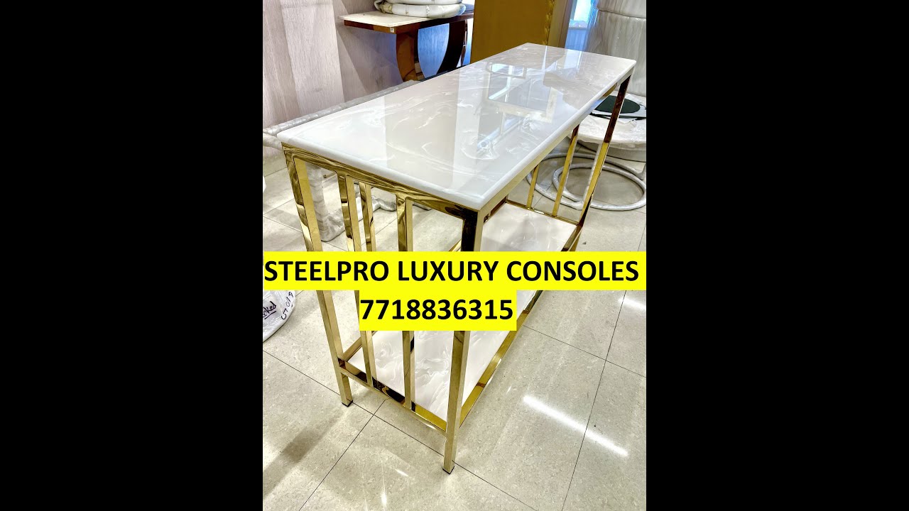SteelPlus Luxury PVD Consoles with Onyx Tops | 7718836315 | High Quality | Customizable | New Delhi