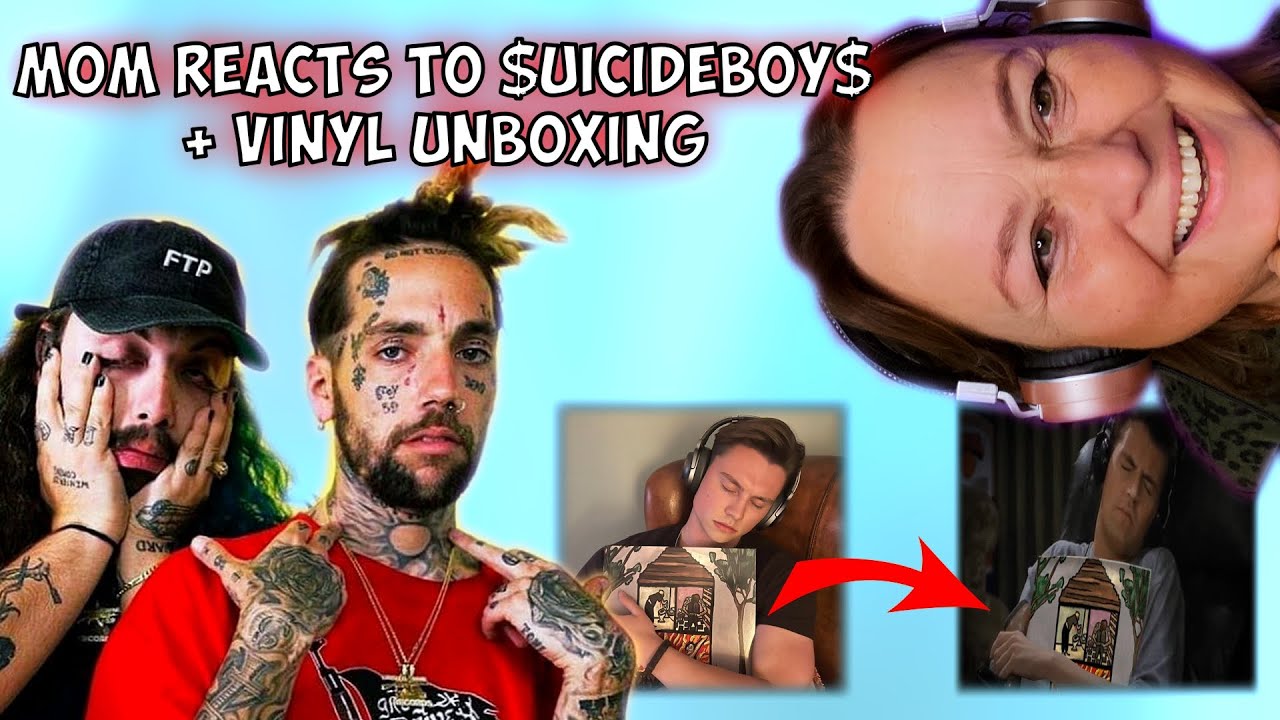 My MOM Reacts to $uicideboy$ + $B VINYL unboxing!