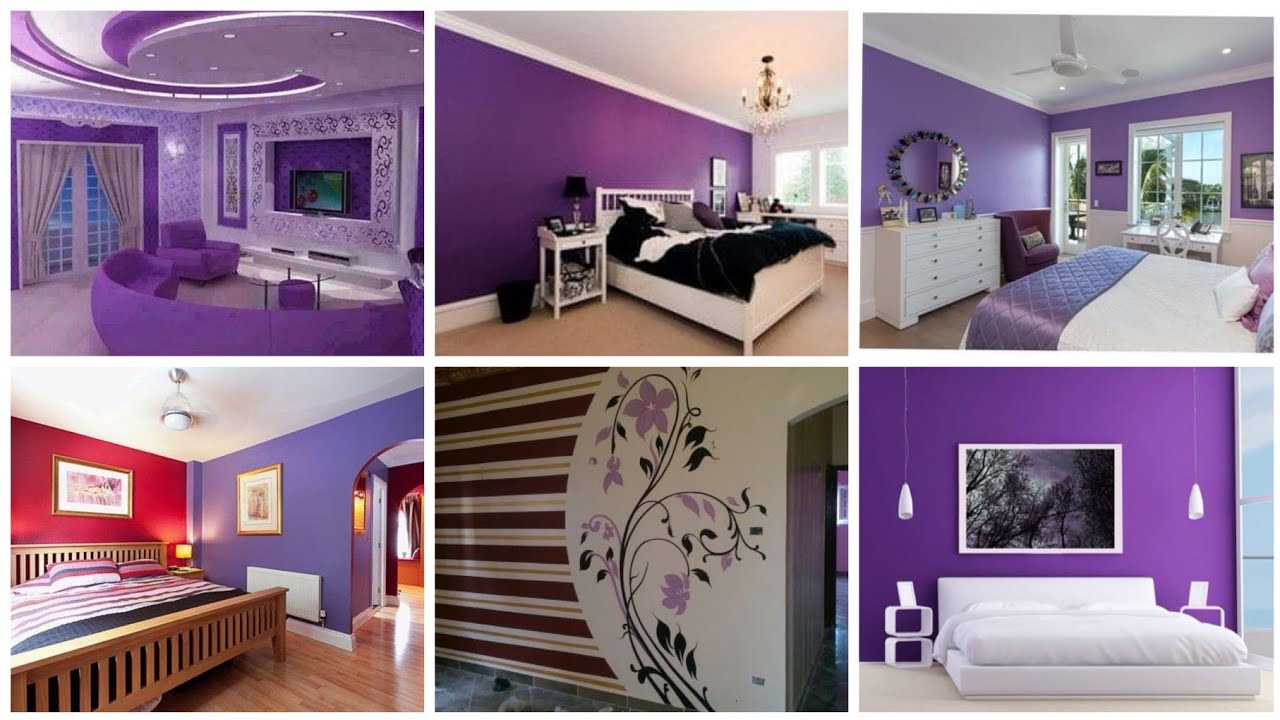 Purple Two Colour Combination for Bedroom walls || Room Colour ...