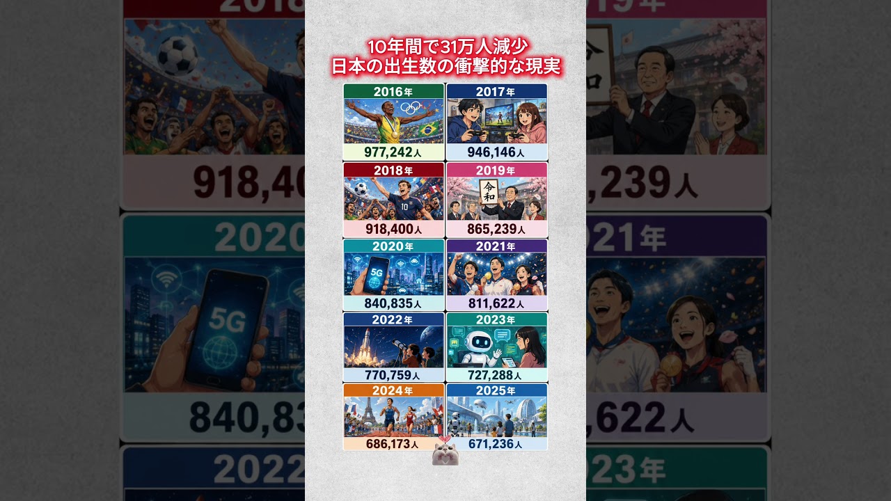 10年間で31万人減少日本の出生数の衝撃的な現実 #日本の現実 #出生数 #少子化