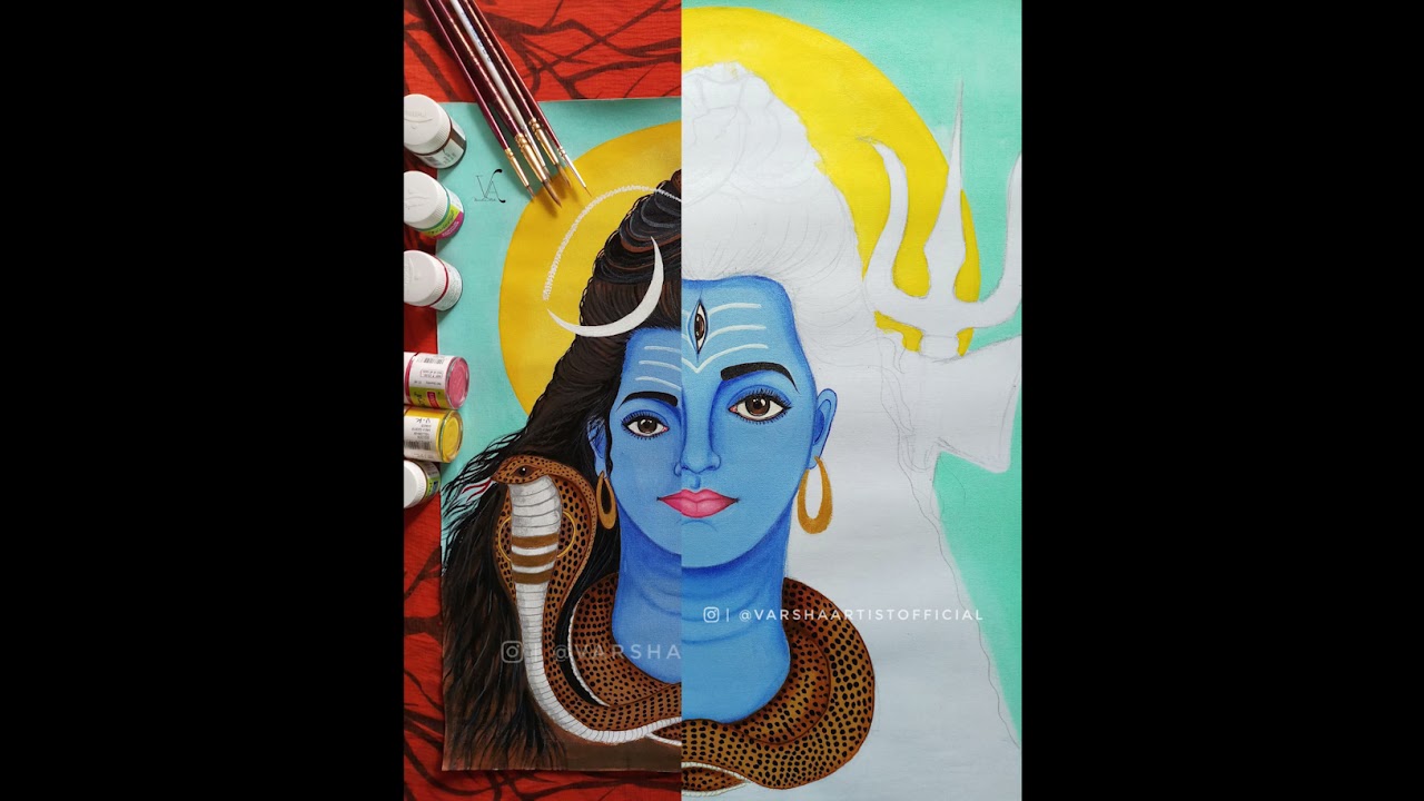 process video of my lord Shiva acrylic painting 