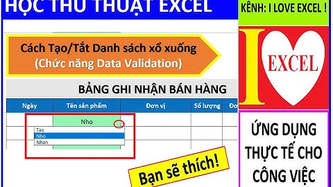 TẠO TẮT DANH SÁCH XỔ XUỐNG (CHỨC NĂNG DATA VALIDATION) - ILOVEEXCEL!