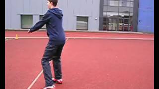 Rotational shot put drills set 3 drill 3 - turn to knee with softball