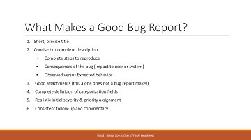 Bug Reporting and Regression Tests