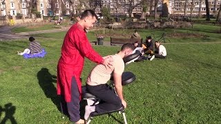 ASMR OUTSIDE MASSAGE (Pre-Covid) - Desk Droid Gets Help During Lunch Break - Tao Chi Kai screenshot 3