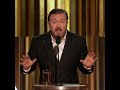 Ricky Gervais kills it, Demolishes Hollywood Elite ('Accept your little award...and f*** off!') LOL