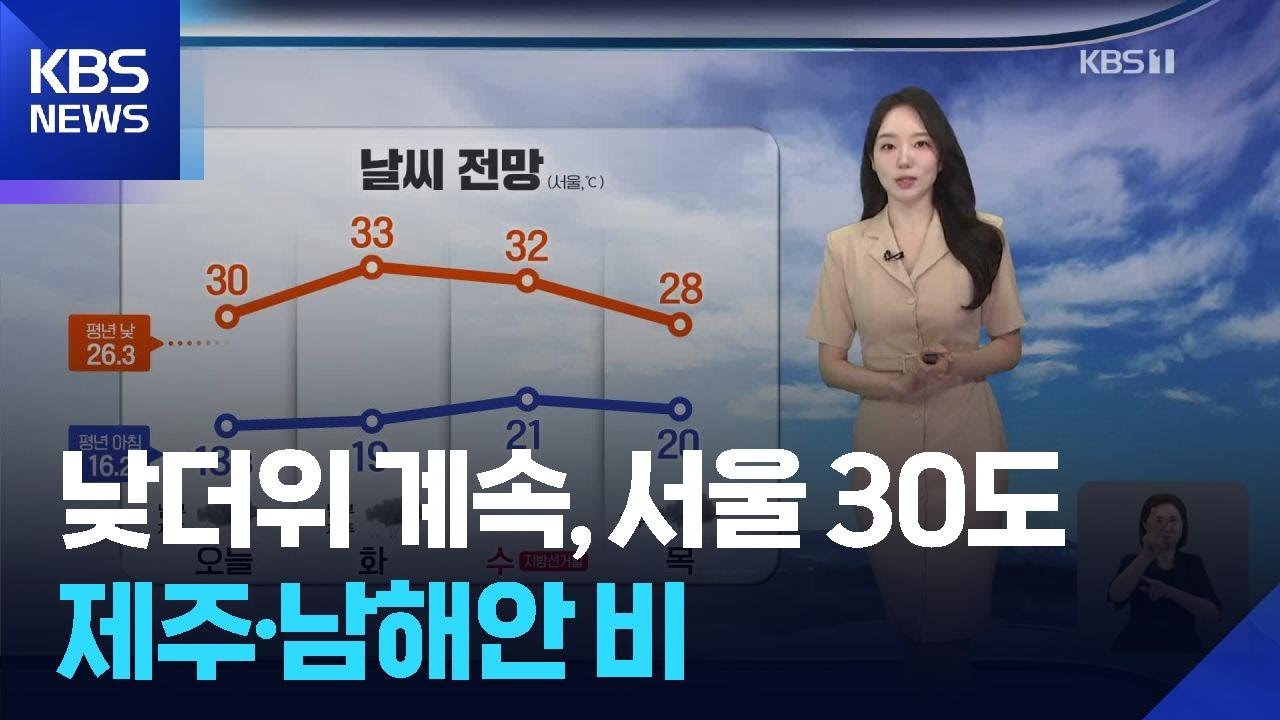 [날씨] 낮더위 계속, 서울 30도…제주·남해안 비 / KBS 2026.06.01.