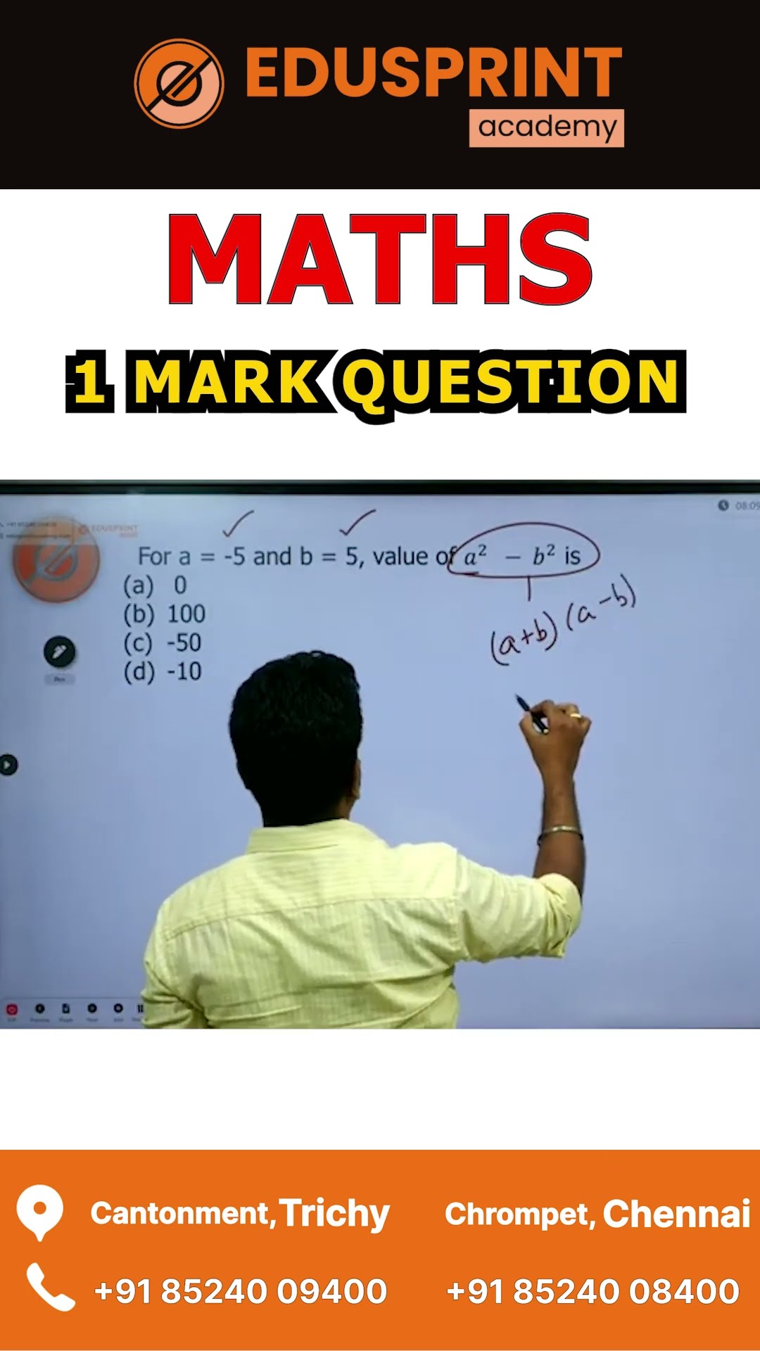 MATHS | 1 MARK | - EduSprint Academy, Trichy - YouTube