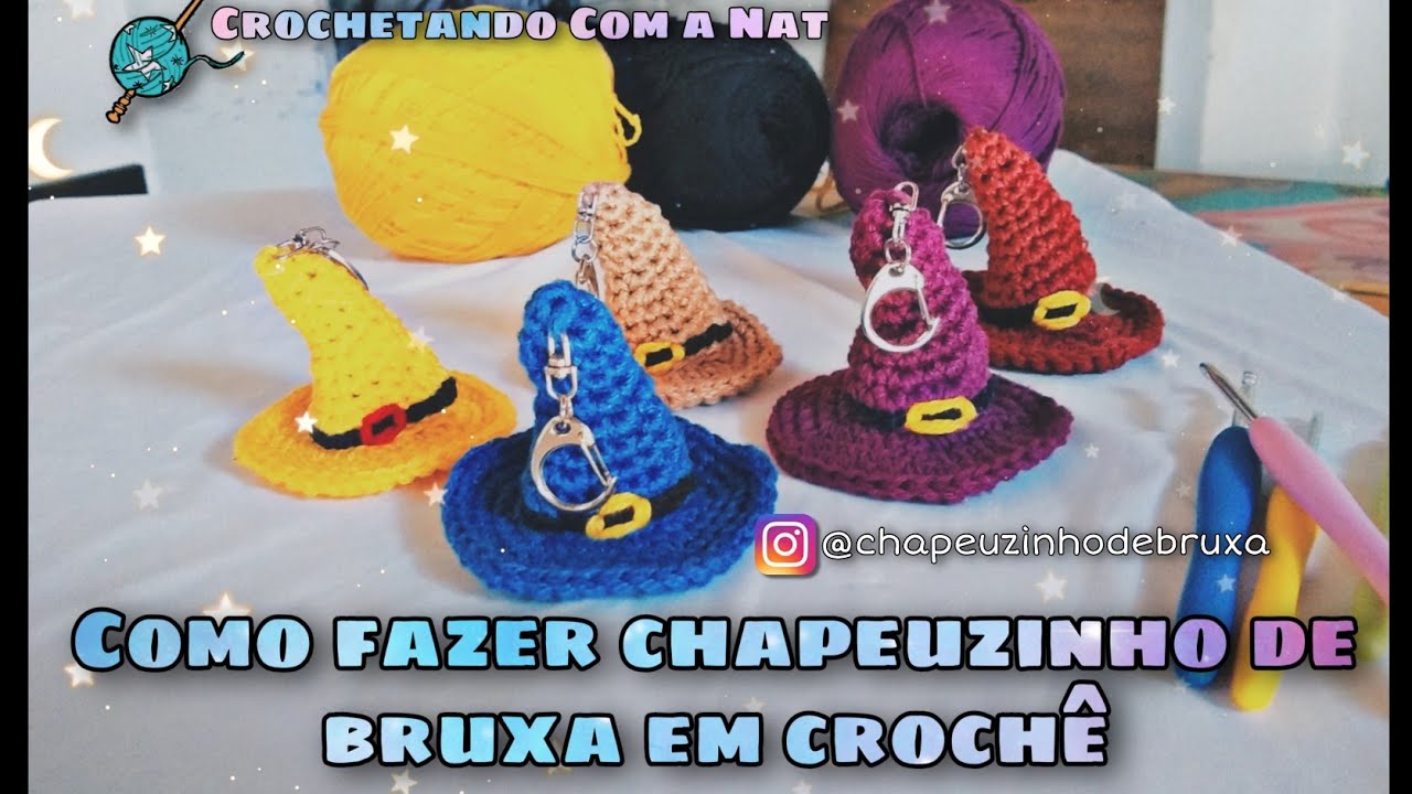 Mini chapéu de bruxa em crochê |Passo a passo| tutorial #2 (Little witch hat)