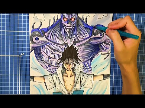 Naruto サスケ スサノオ 描いてみた 一発描き Drawing Sasuke Uchiha From Naruto Youtube