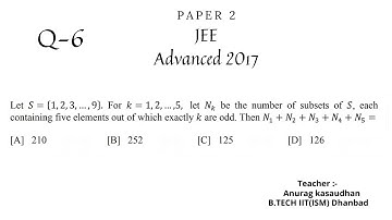 JEE Advanced 2017 Math Paper 2 (Q 6) solution | IIT JEE Maths | #jeeadvanced2017  #projecteducation