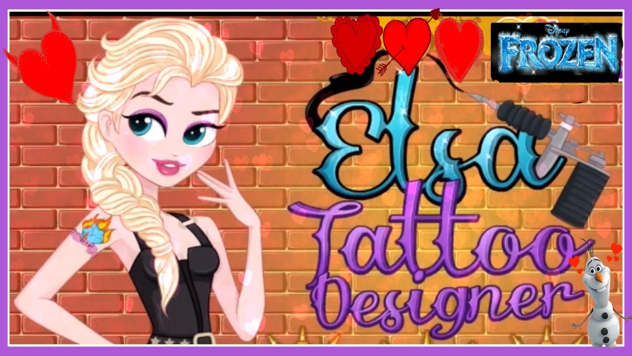 Frozen Princess Elsa Tattoo Designer Cute Creative Drawing Video Game For Kids Toddlers Youtube