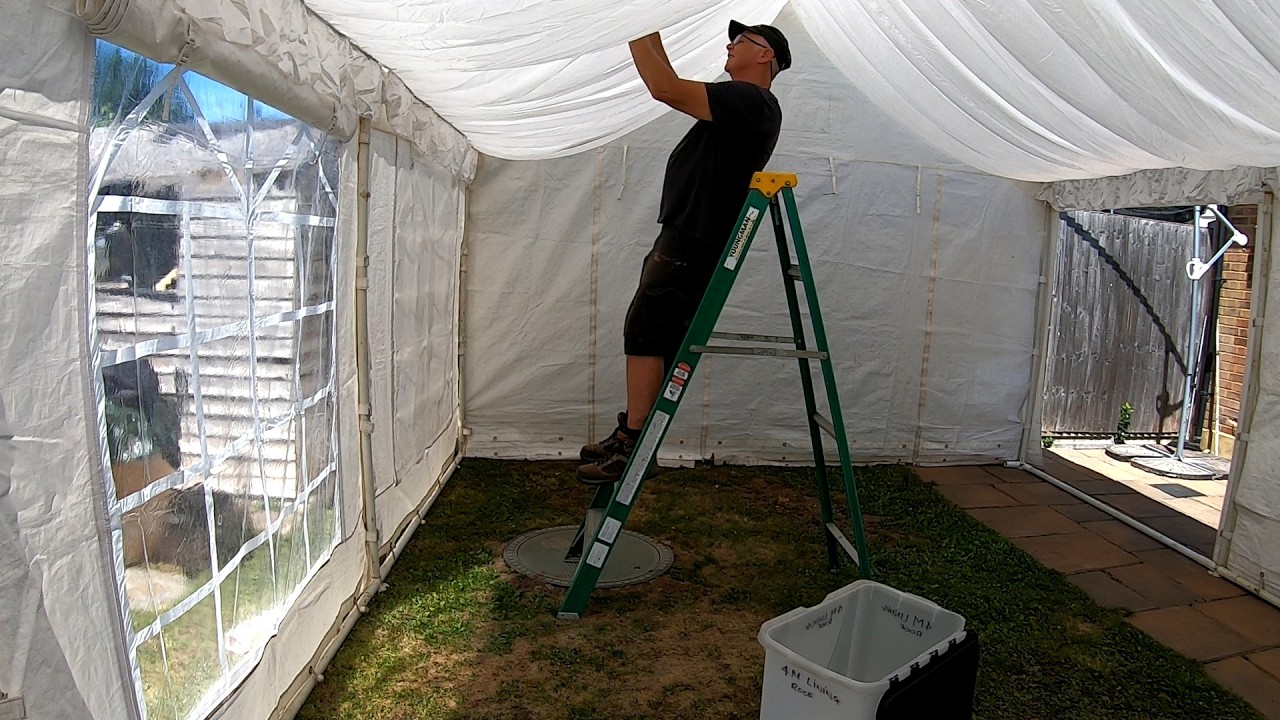 Setting Up a 4x6m Marquee with Roof Lining, Carpet & Buffet Tables | Small Event Tent Walkthrough