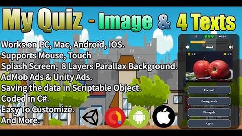 My Quiz - Image & 4 Texts (Unity Complete Project + AdMob Ads & Unity Ads)