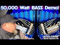 50,000 Watt BASS Demo Breaks Windshield &amp; Rains Glue! 12 15&quot; Subwoofers Steel Caged Bandpass Wall