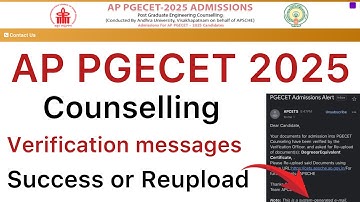 AP PGECET 2025 COUNSELING VERIFICATION MESSAGES | AP PGECET CERTIFICATE VERIFICATION