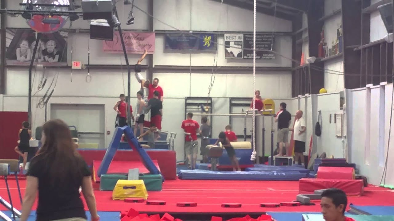 Nate learning a double back dismount on high bar YouTube