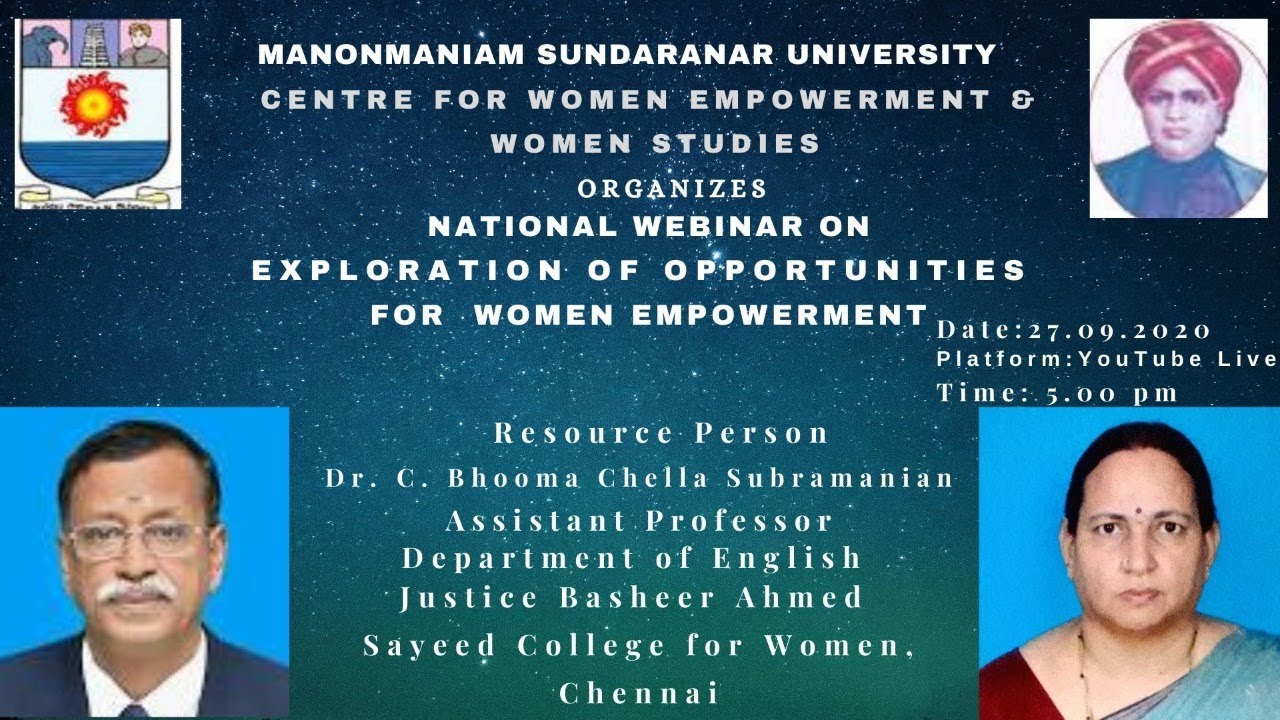 National Webinar on Exploration of Opportunities for Women Empowerment ...