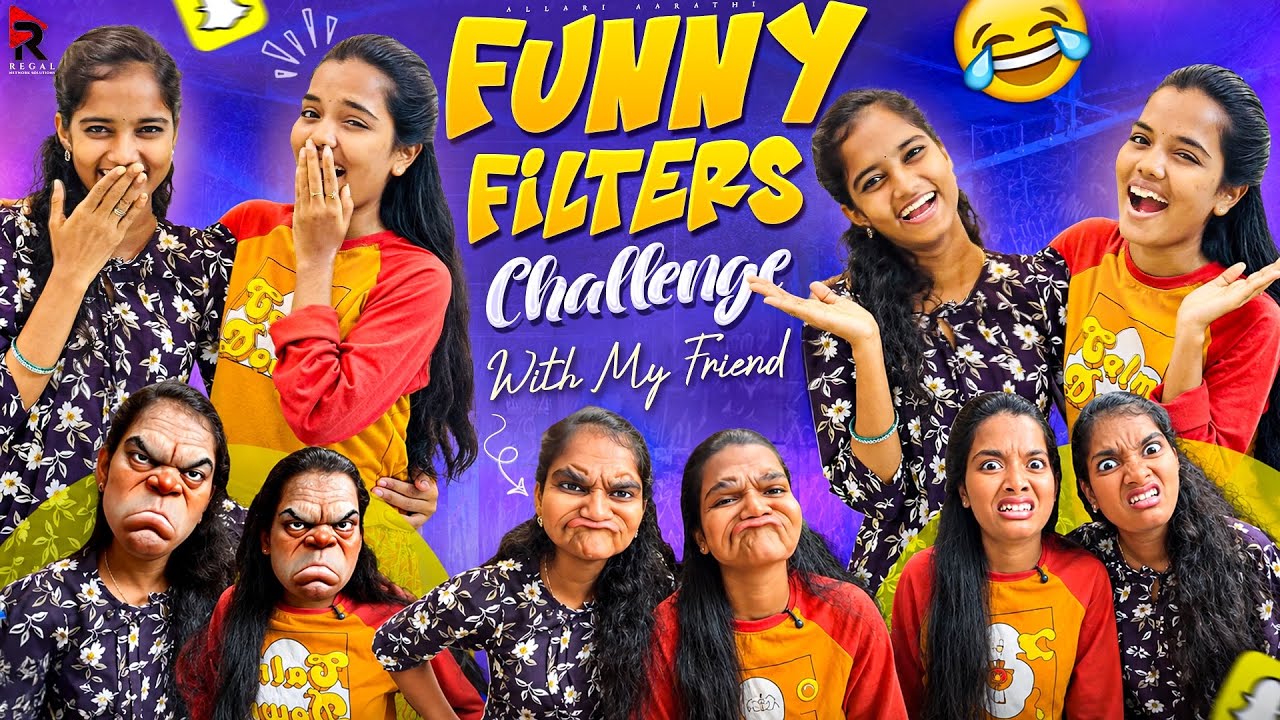 Funny Filters Challenge 🤣😁 || Allari Aarathi vlogs || funny vlogs #trending #friends 