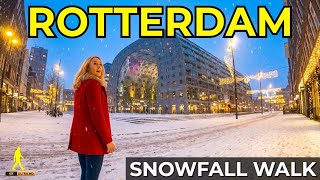 Breathtaking Rotterdam You Have Never Seen Before 2026 | Snowfall Walking Tour 4K!
