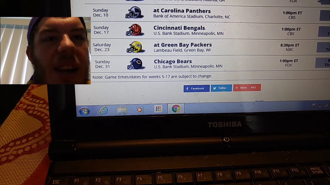 vikings schedule 2018 home games