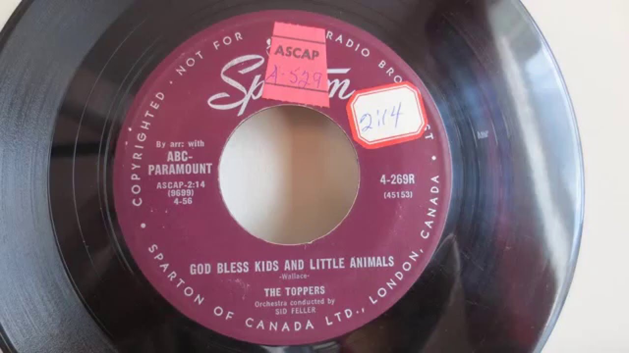 Emmett 'Babe'  Wallace ‎– God Bless Kids And Little Animals by The Toppers (1956) - Vinyl