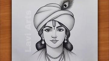 How to draw Shree Krishna Face Easy (Step by Step) | Easy Krishna drawing | Drawing Pictures |Chitra