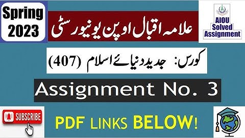 ⏩ AIOU Code 407 Solved Assignment No.3 Spring 2023 || Subject: Modern Muslim World | Level: BA/B.Com