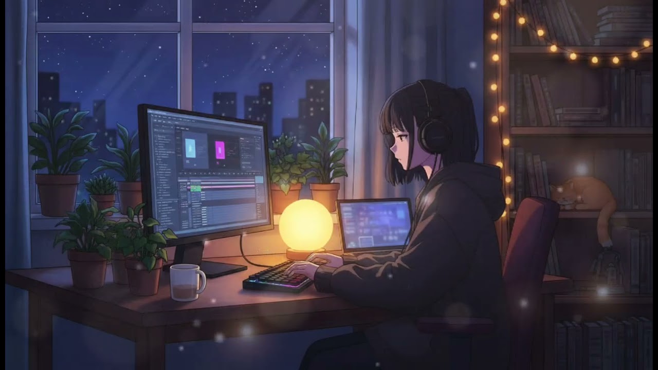 Moonlight Workspace🌙 | Sweet Productivity ✨ 1 Hour Relaxing Lofi Loop for Coding & Reading