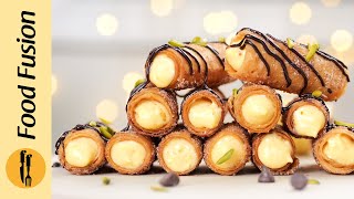 Samosa-Rolle mit cremiger Vanillecreme-Füllung