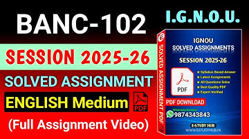 BANC 102 Solved Assignment 2025-26 English, BANC 102 Solved Assignment 25-26, BANC-102 Assignment