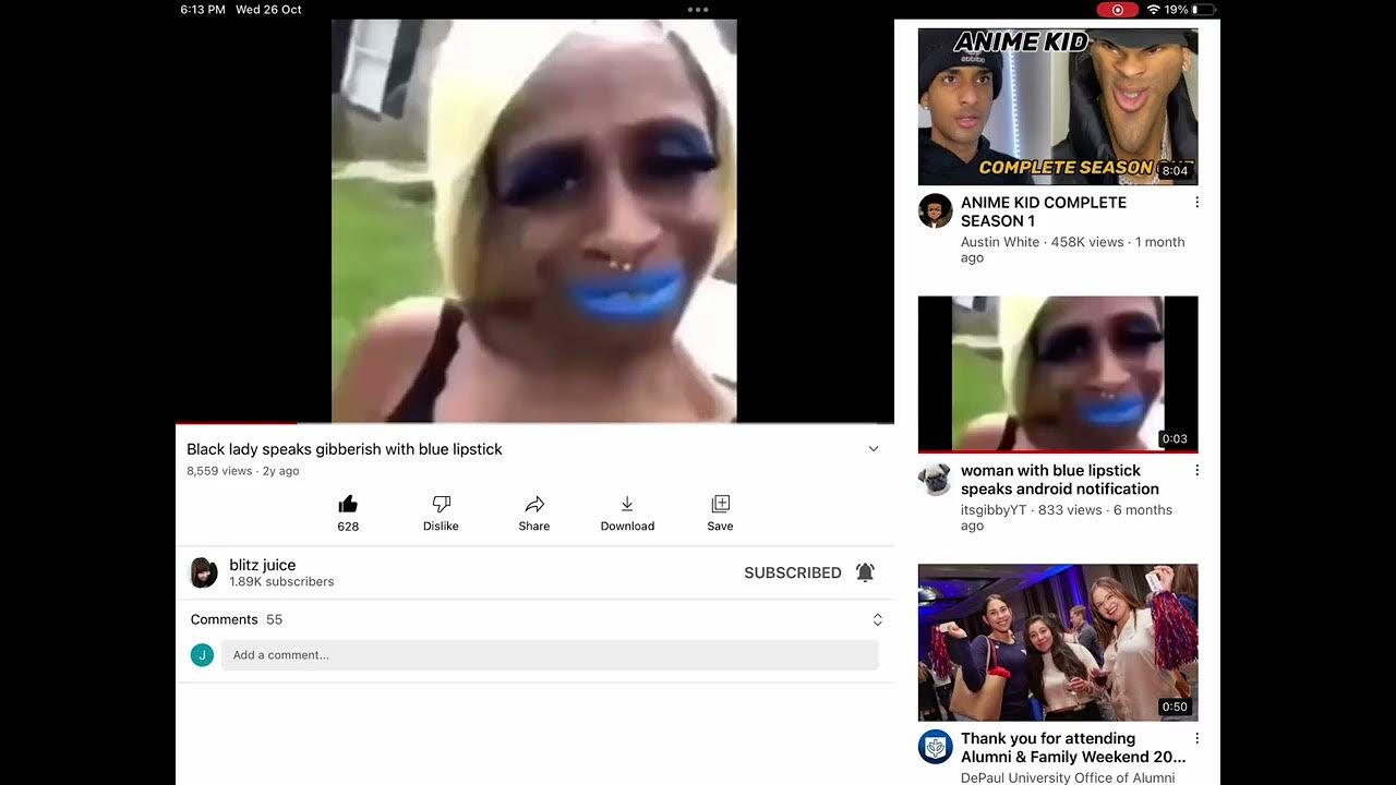Girl with blue lipstick meme YouTube